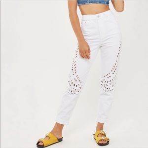 Topshop Moto high waisted mom jeans with cutouts